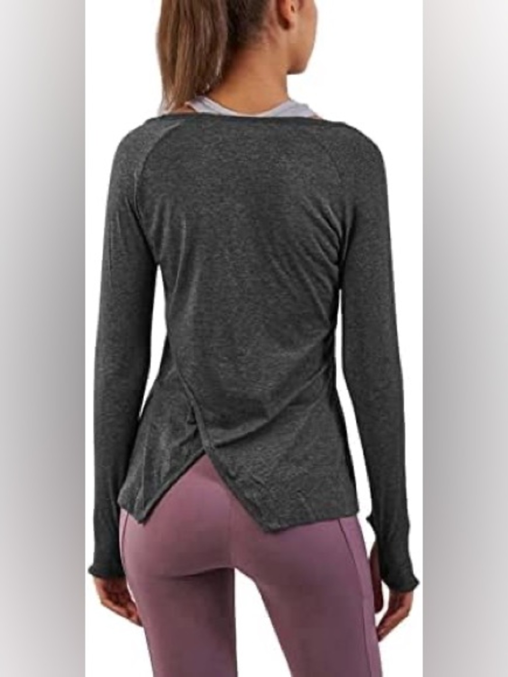 Gymshark Charcoal Split-Back Long Sleeve Top